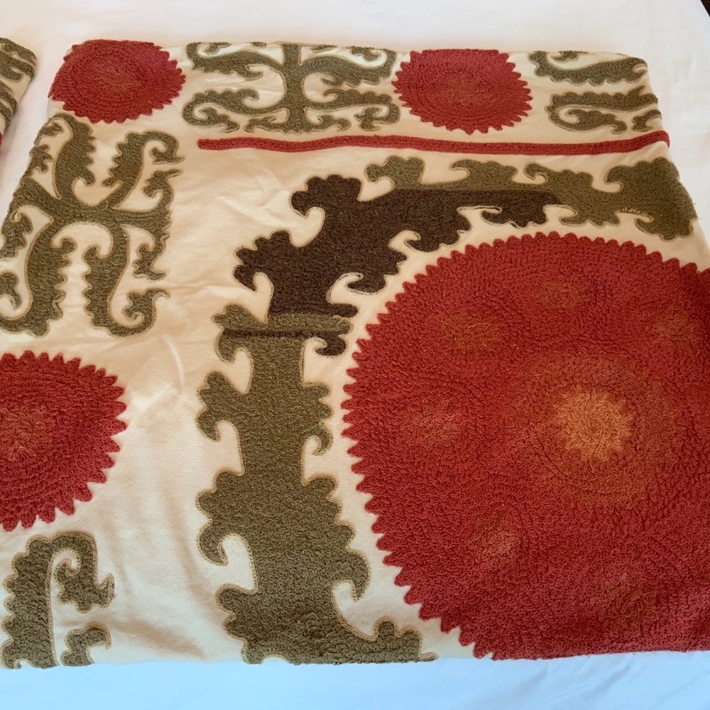 Pottery Barn Suzani Embroidered Pillow covers 26” x 26”, set of 2
